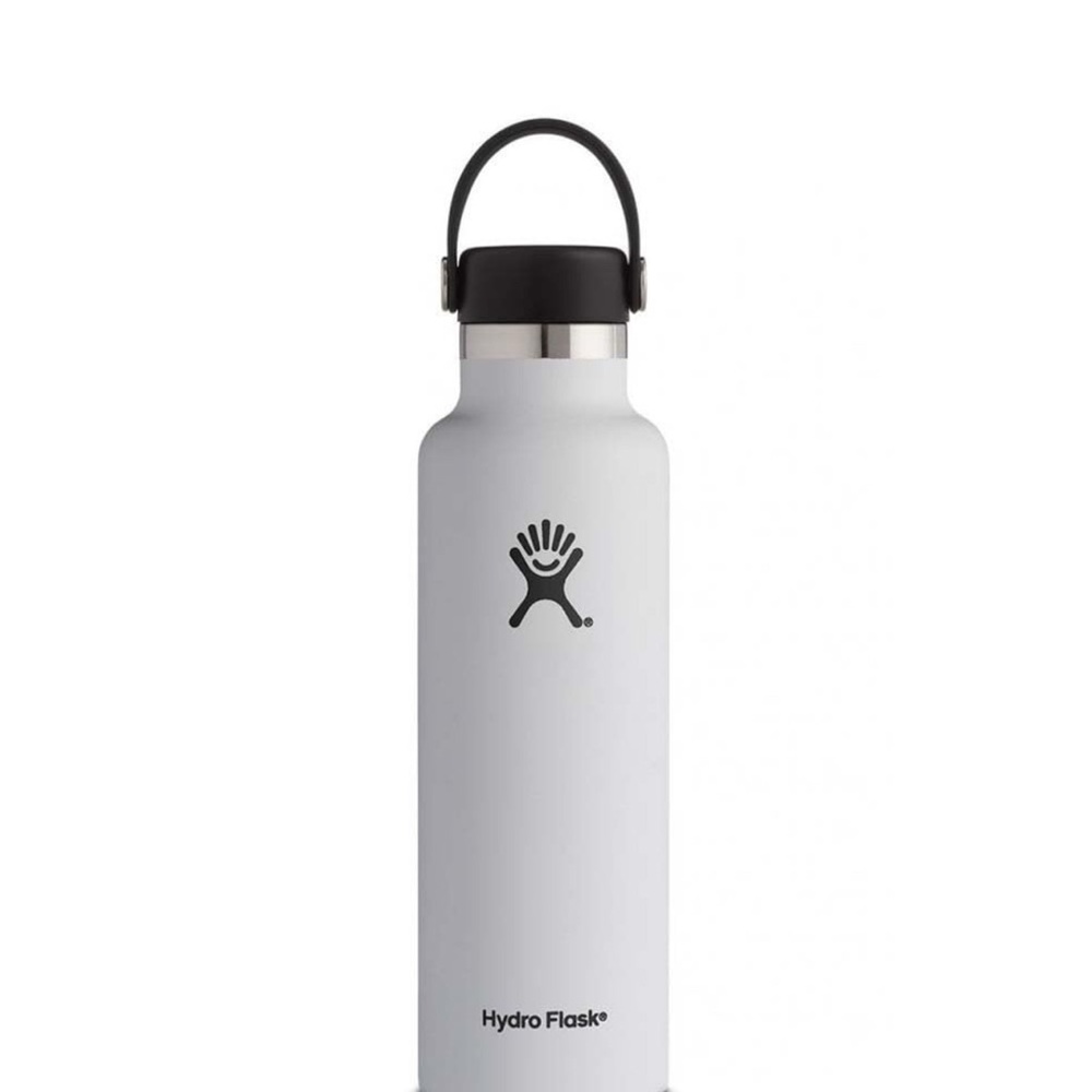 Hydro Flask Matte White Bottle with Black Lid